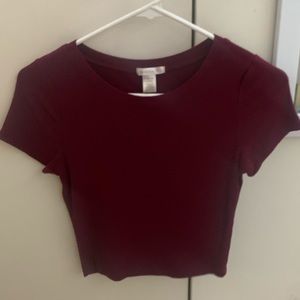 Bozzolo Maroon crew neck crop top